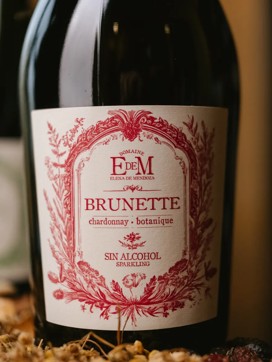 Close-up of the BRUNETTE label
